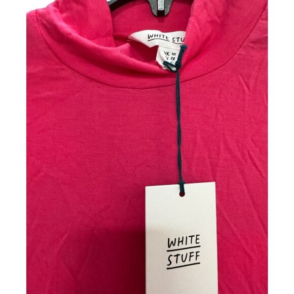 White Stuff Camille High Neck Tee in Bright Pink - Size 6 - NWT - Picture 5 of 6